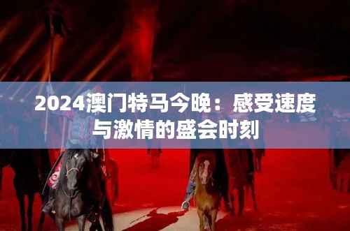 2024澳门特马今晚:感受速度与激情的盛会时刻