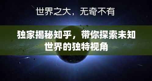 独家揭秘知乎,带你探索未知世界的独特视角