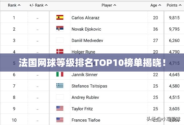 法国网球等级排名TOP10榜单揭晓!