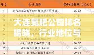 大连氮肥公司排名揭晓,行业地位与影响力大盘点